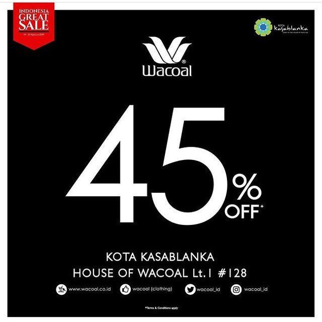 Tak hanya itu, Anda pun bisa mendapati pilihan pakaian dalam dengan harga lebih miring. Promo diberikan brand Wacoal yang diskon hingga 45% selama bulan Agustus. Foto: Twitter