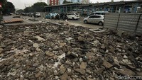 Begini penampakan terkini porgres pembangunan pedestrian di Jalan Salemba, Jakarta, Jumat (16/8/2019).