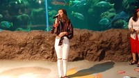 Putri Reza Artamevia dan mendiang Adjie Massaid turut membawakan lagu di prosesi pengibaran bendera tersebut. (Desi/detikHOT)
