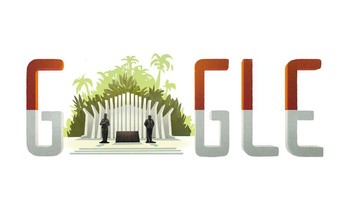 Monumen Porklamasi dijadikan tema Google Doodle pada hari Kemerdekaan Indonesia pada 2015. Foto: Google