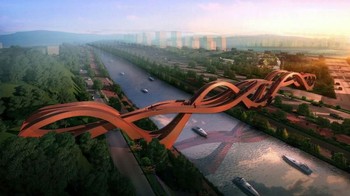 Dragon Bridge, terletak di kota Changsha, China. Berkat desain seperti ini, jembatan dapat dilintasi pada rute berbeda, yang memungkinkan orang untuk menikmati lingkungan kota dari sisi yang berbeda. Foto: via Brainberries