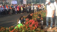 Total ada 100 ribu tanaman Bugenvil yang akan ditanam di sepanjang Jalan Sudirman, Jakarta. Anies menyebut penanaman tanaman Bugenvil ini merupakan salah satu upaya membuat Jakarta semakin hijau dan lestari. (Foto: Ibnu/detikcom)