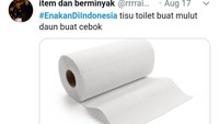 Sering dijumpai di warteg atau tempat makan pinggir jalan nih. Tisu toilet dipakai untuk membersihkan mulut. Foto: twitter