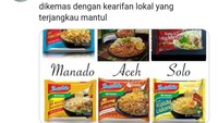 Mie kocok Bandung, mie cakalang hingga mie goreng Aceh bisa dinikmati dengan harga murah meriah. Cukup beli saja mie instan dengan selera lokal.  Foto: twitter