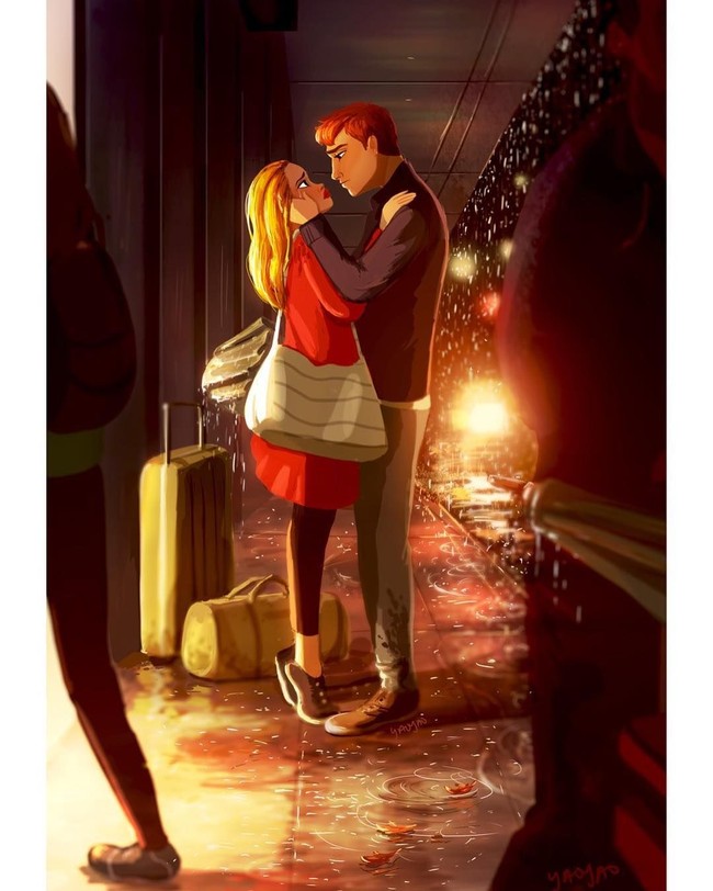 Lewat gayanya yang khas, Yaoyao Ma Van As menurunkan karya seninya dalam palet warna yang hangat, dan setiap momen mencintai diungkapkan dengan sempurna. Foto: Instagram @yaoyaomva