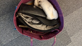 Tas kerja Rincon yang biasanya berisikan komputer, dompet, smartphone, ikat rambut hingga lipstik. (Foto: Dok. Lilian Rincon)