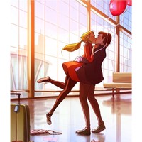 Seniman Yaoyao Ma Van As yang berbasis di Los Angeles menggambarkan ilustrasi romantis yang biasa dilakukan oleh pasangan di kehidupan sehari-hari. Foto: Instagram @yaoyaomva