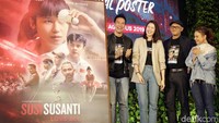 Laura yang berperan sebagai Susi Susanti itu tampak sangat happy. Pool/Noel/detikFoto.