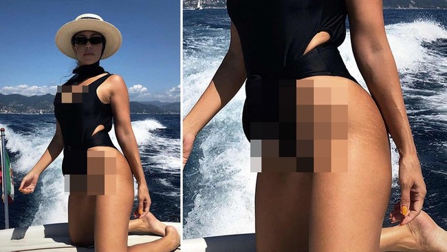 Keluarga Kardashian selalu menampilkan imej yang sempurna, tapi kenyataannya tidak begitu. Kourtney percaya diri menampilkan foto dengan stretch mark. Penampilannya itu mendapatkan pujian netizen karena tidak mengedit fotonya.  Foto: Instagram