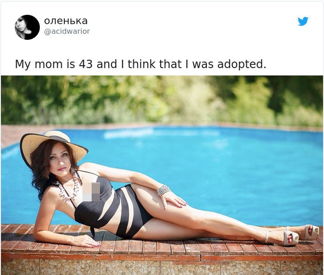 Tampaknya banyak ibu awet muda berasal dari Rusia. Netizen Rusia lain yang memamerkan ibu cantiknya dalam thread tersebut bahkan merasa seperti anak adopsi. Di usia 44 tahun, ia pun memiliki bentuk tubuh yang mengagumkan. Foto: Twitter