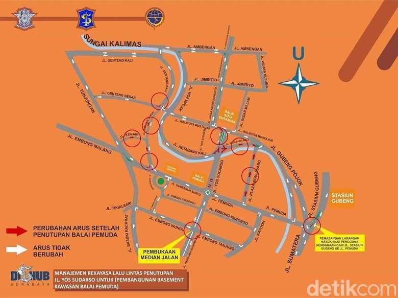 Proyek Basemen Alun-alun Suroboyo, Jalan Yos Sudarso Ditutup 31 Agustus Proyek Basemen Alun-alun Suroboyo, Jalan Yos Sudarso Ditutup 31 Agustus