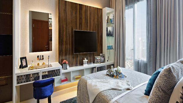 Desain interior kamar apartemen Capitol Park Residence 