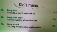 Nama menu di restoran ini terdengar seram mulai dari bayi tumis, mie bayi, hingga bayi goreng garing. Foto: Istimewa