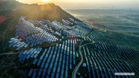 Kabupaten Neiqiu terus menggenjot pembangunan pembangkit listrik fotovoltaik dengan mengkonversi sekitar 160 hektar lereng bukit yang tidak dibudidayakan menjadi dua pembangkit listrik fotovoltaik. Xinhua/Mou Yu.