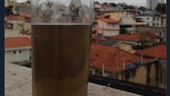 Ini salah satu foto air hujan yang ditampung di Sao Paulo, mengindikasikan seperti apa buruknya kondisi udara di kota tersebut. (Foto: Internet/Twitter)
