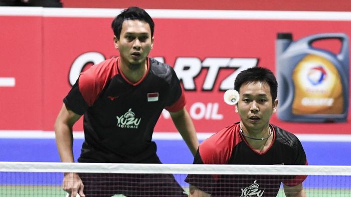 Mohammad Ahsan/Hendra Setiawan lolos ke babak kedua French Open 2019 (Foto: ANTARA FOTO/Hafidz Mubarak A)