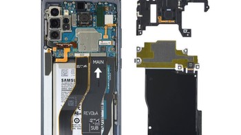 Seperti ponsel Pixel, motherboard Galaxy Note 10+ 5G  diletakan di bagian atas. Foto: ifixit