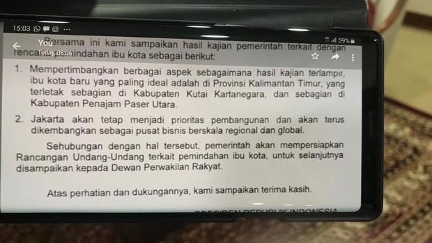 Jokowi Minta Restu DPR Pindahkan Ibu Kota, Ini Suratnya
