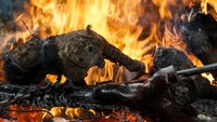Seekor macan tutul yang diawetkan dimusnahkan dengan cara dibakar di Kebun Binatang Bandung, Jawa Barat.