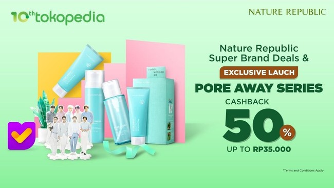 Kosmetik diskon juga bisa didapatkan di Tokopedia yang sedang menggelar promo untuk brand Nature Republic. Dapatkan cashback 50% hingga merchandise EXO dengan kode OSNATREP. Promo ini berlaku hingga 8 September. Foto: Istimewa