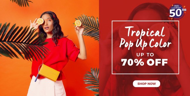 Matahari Department Store memberikan promo cashback. Dengan minimal pembelanjaan Rp 199 ribu, Anda bisa mendapatkan cashback Rp 50 ribu dengan pembayaran melalui Ovo. Selain itu, adapun diskon 70% untuk busana bernuansa tropis dan diskon 40% selama periode payday sale. Foto: Istimewa
