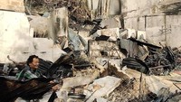 Pembakaran bangunan ini terjadi di sejumlah lokasi di Jayapura. Antara Foto/Indrayadi TH.