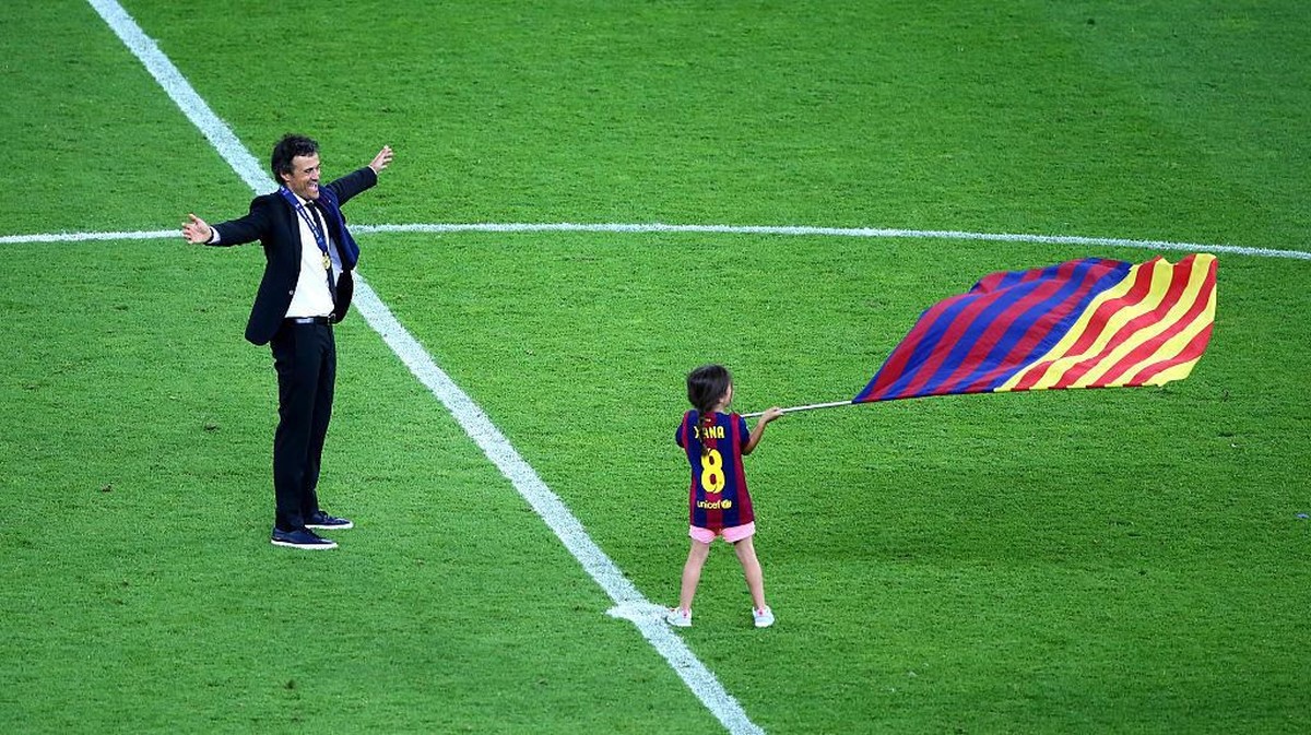 Luis Enrique dan Xana Martinez. (Foto: Martin Rose/Getty Images)