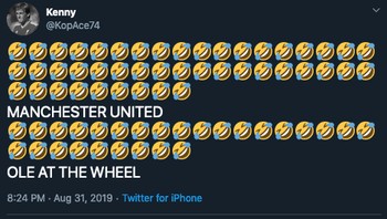 Ditertawai fans lain, yang terindikasi sebagai Liverpudlians jika melihat akun Twitter-nya. (Foto: Internet/Twitter)