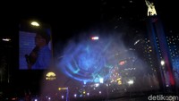 Pertunjukan Water Screen Projection Laser di air mancur Bundaran HI tersebut sebelumnya pernah ditampilkan pada gelaran HUT DKI 22 Juni lalu.