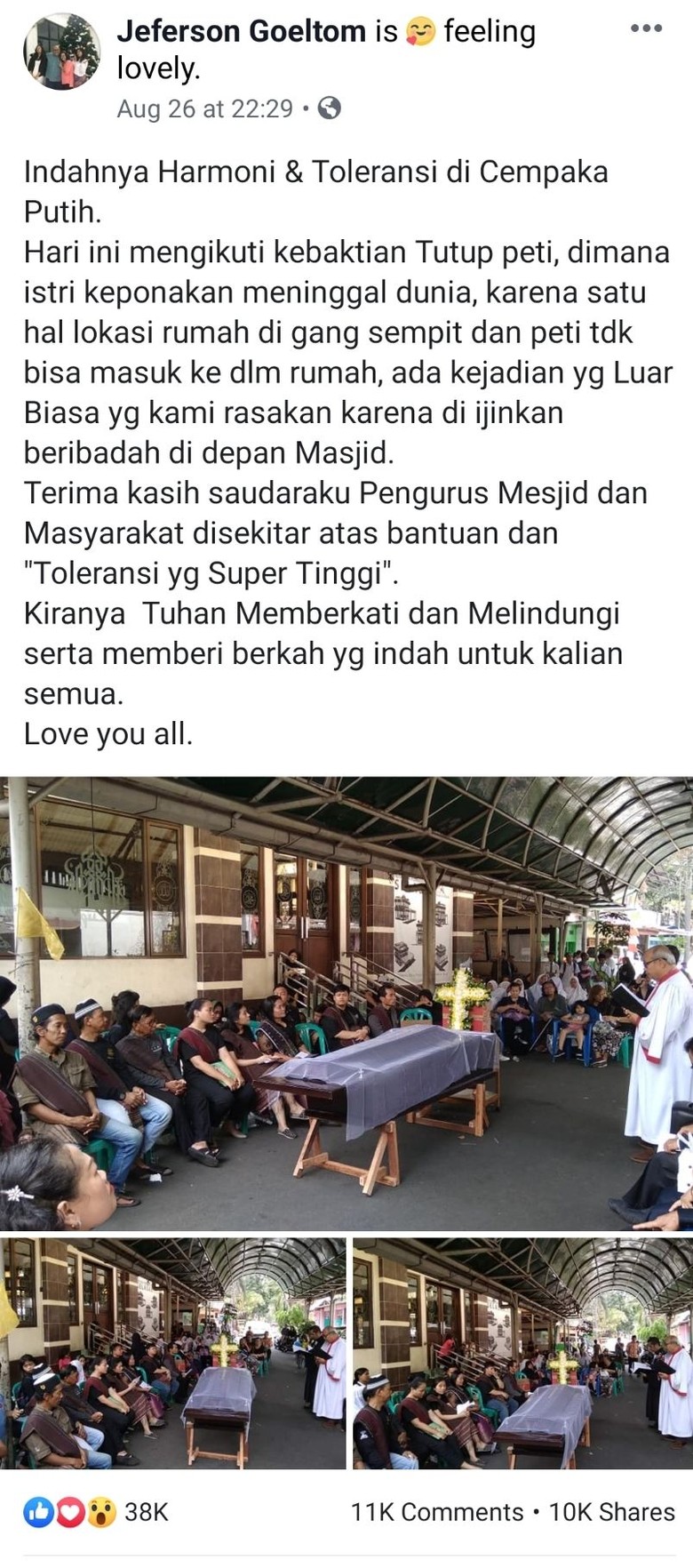 Viral Kebaktian Tutup Peti di Depan Masjid di Jakpus, Begini Ceritanya