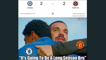 Fans MU dan Chelsea berpelukan karena mengalami nasib yang sama. Akan jadi musim yang panjang bro,. Foto: istimewa