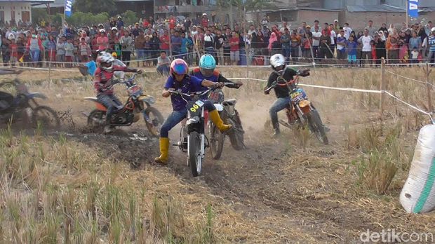Rayakan Panen, Petani di Polman Balapan Motor 'Taxi' Bawa Karung Gabah