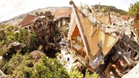 Rumah unik ini dikelilingi tanaman-tanaman cantik. Tujuannya adalah agar wisatawan merasa dekat dengan alam. (Crazy House)
