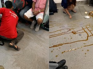 Bantu Bersihkan Tumpahan Kopi di Kereta, Dua Pekerja Bangunan Banjir Pujian