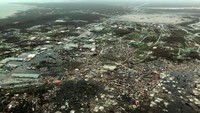 Potret dari udara penampakan sejumlah bangunan dan rumah warga di wilayah Bahama hancur usai diterjang Badai Dorian, pada Senin (2/9/2019) lalu, waktu setempat. Michelle Cove/Trans Island Airways/via Reuters.