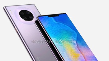 Salah satu bocoran terhadap Mate 30 Pro adalah layarnya yang bagaikan air terjun alias waterfall display, membuat bentang layar kian lapang. (Foto: Dok. @OnLeaks x @PriceBaba)