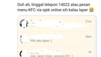 Karena sering berbalas cuitan, alhasil makin banyak netizen yang melemparkan unggahan menggelitik. Termasuk cuhatan soal lapar.  Foto: twitter @kfcindonesia