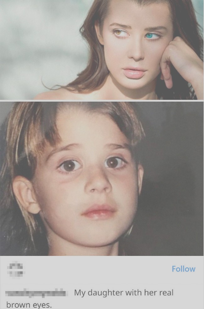Salah satu hal yang paling mengejutkan adalah ketika ayah dari model dan selebgram Sarah McDaniel mengungkap fakta tak terduga mengenai putrinya. Yakni bahwa wanita itu sebenarnya bermata cokelat bukan cokelat-biru seperti yang ditampilkan di Instagram. Ayahnya mengungkap jika Sarah melakukan operasi untuk itu. Foto: Instagram