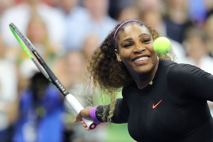 NEW YORK, NEW YORK - SEPTEMBER 05:  Serena Williams of the United States celebrates after winning her Womens Singles semi-final match against Elina Svitolina of the Ukraine on day eleven of the 2019 US Open at the USTA Billie Jean King National Tennis Center on September 05, 2019 in the Queens borough of New York City. (Photo by Elsa/Getty Images)