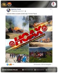 Polri memastikan foto-foto di akun Facebook Aperisxy Kiwak merupakan berita bohong (hoax)