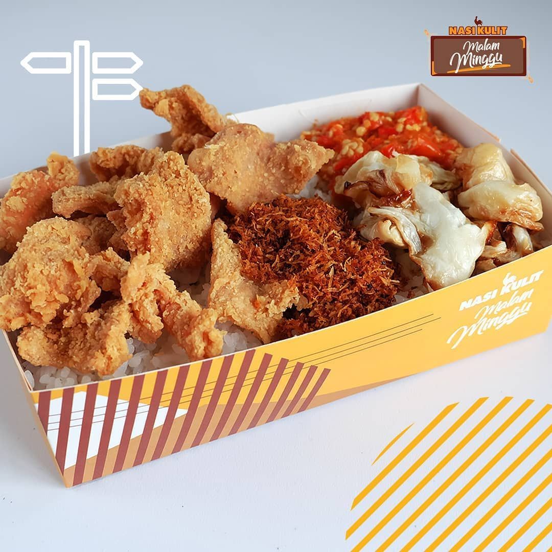 Nasi kulit ayam goreng