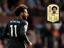 Mencetak 27 gol dan 13 assist di semua kompetisi musim lalu, Mohamed Salah masih menjadi salah satu yang terbaik di dunia saat ini. Kecepatan dan dribel jadi salah satu keunggulannya, di mana dia total dapat rating 90 sebagai pemain sayap kanan (ist.)