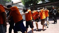 Para tersangka dihadirkan dalam rilis di Mapolda Metro Jaya, Rabu (11/9/2019).