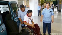 Kementerian Perhubungan menyelenggarakan kegiatan sosialisasi dan simulasi transportasi yang ramah bagi penyandang disabilitas di Terminal 3 Bandara Soekarno Hatta, Tanggerang  Banten, Rabu (11/9/2019).