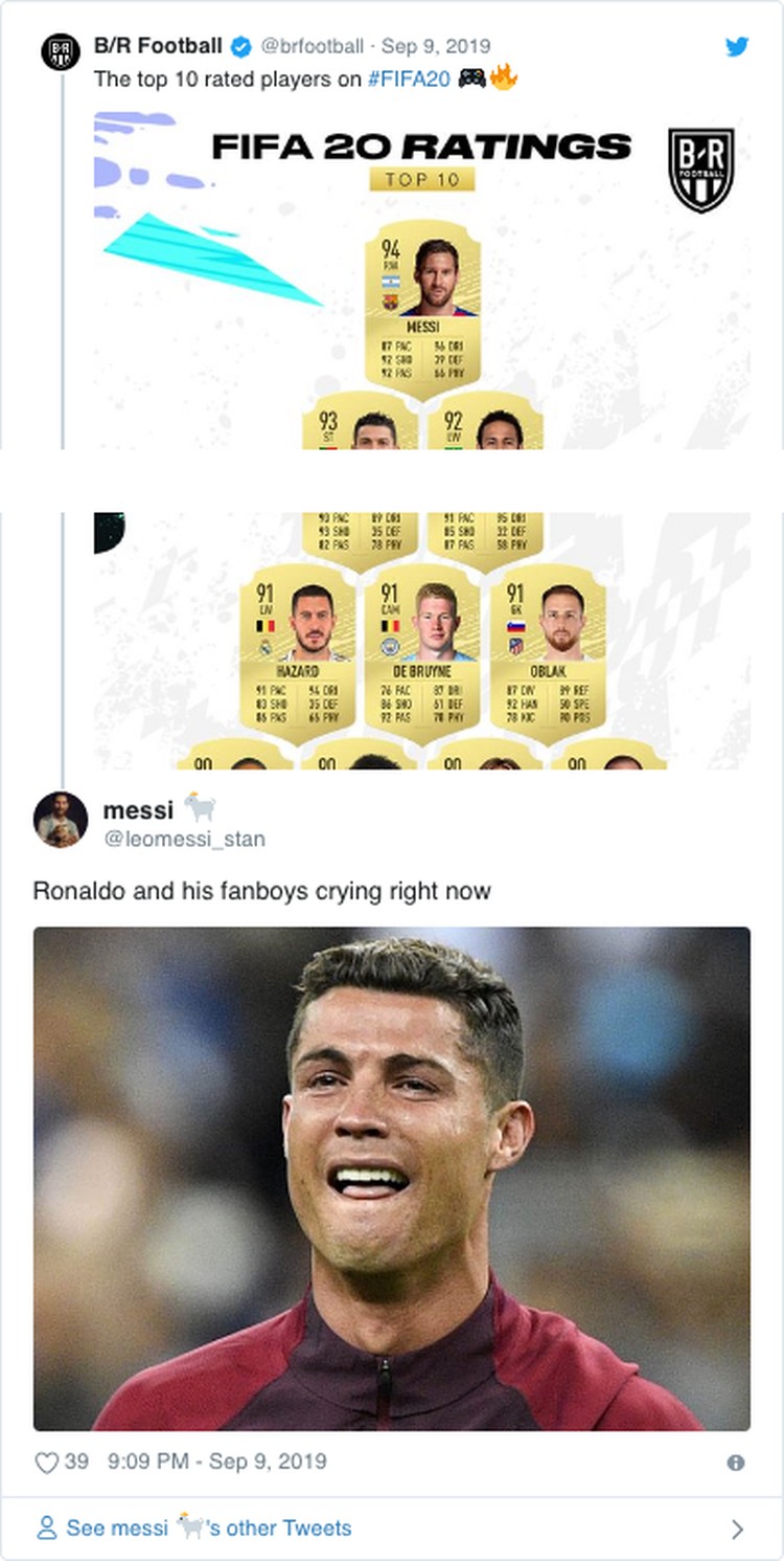 Meme Kocak Ronaldo Nangis Diungguli Messi Di Fifa 20
