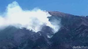 Penampakan Kepulan Asap Kebakaran di Lereng Gunung Merbabu