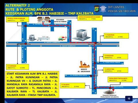 Rute iring-iringan rombongan jenazah BJ Habibie.