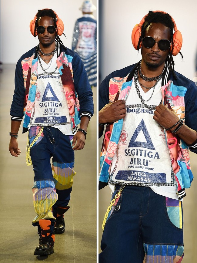 Di NYFW September 2019, Maggie menjadi sorotan setelah menyuguhkan jaket yang dibuatnya dari karung tepung terigu. Aku kaget pas pulang (dari New York) kok banyak nge-tag di Instagram. Ternyata banyak yang ngomongin, tutur Maggie kepada Wolipop kala itu. (Foto: Getty Images)