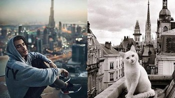 Bergaya dengan latar belakang gedung-gedung. (Foto: sadanduseless)