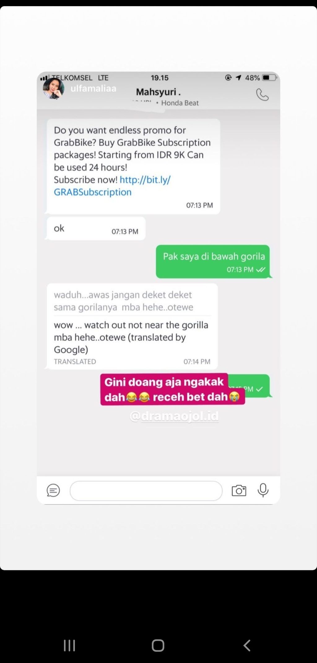 Auto Translate Saat Chat Di Aplikasi Ojol Bikin Auto Ngakak